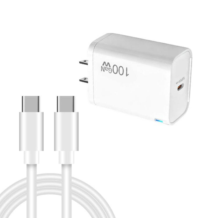 Cargador TE-PD46 GaN de 100 W PD de 45 W totalmente compatible con cable de datos USB-C a USB-C y enchufe estadounidense.