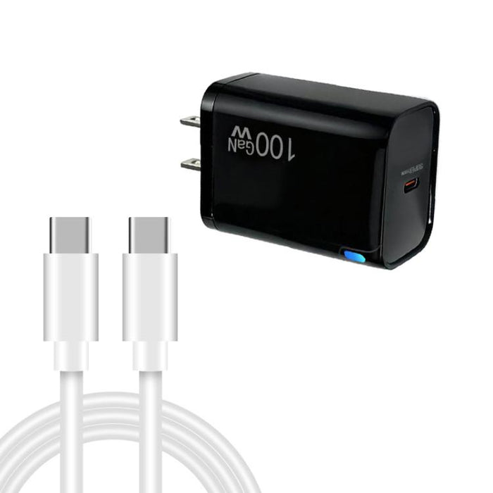 Cargador TE-PD46 GaN de 100 W PD de 45 W totalmente compatible con cable de datos USB-C a USB-C y enchufe estadounidense.