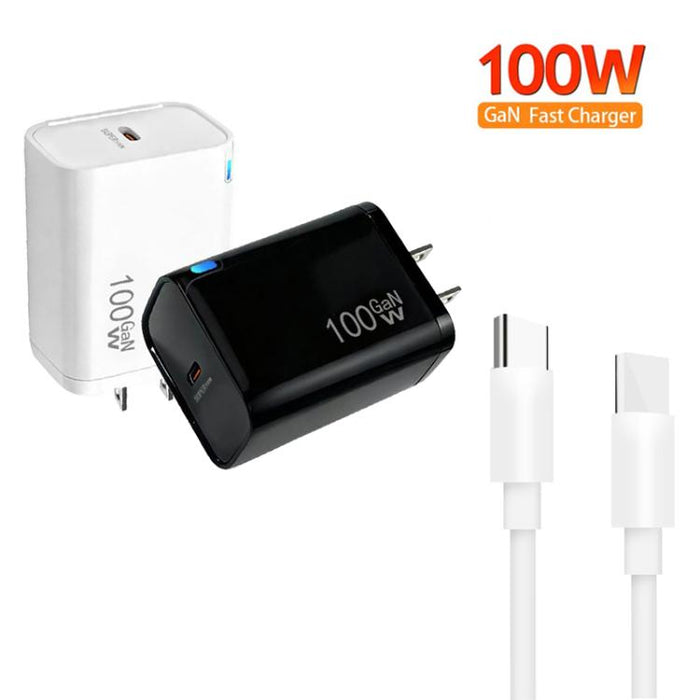 Cargador TE-PD46 GaN de 100 W PD de 45 W totalmente compatible con cable de datos USB-C a USB-C y enchufe estadounidense.