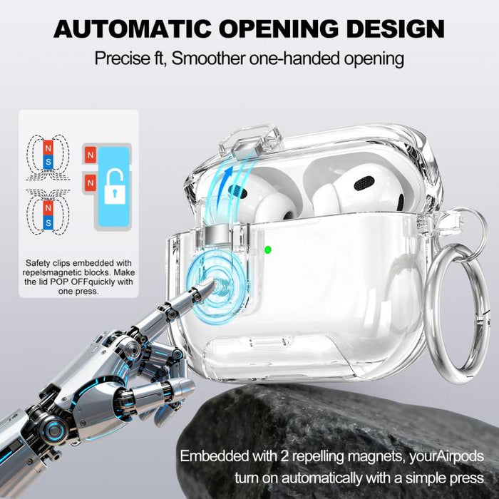 Funda protectora para auriculares de TPU con soporte magnético y anillo para el dedo, con diseño de estrellas y hebilla., For AirPods Pro 3
