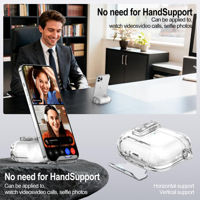 Funda protectora para auriculares de TPU con soporte magnético y anillo para el dedo, con diseño de estrellas y hebilla., For AirPods Pro 3