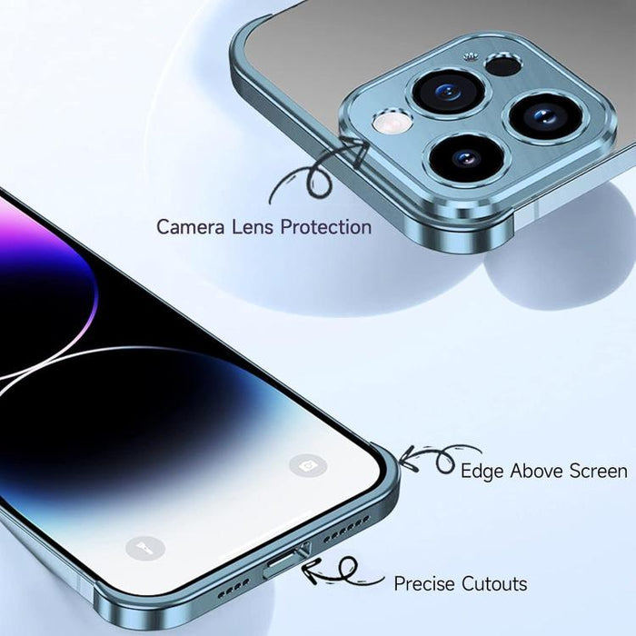 Funda para teléfono ultradelgada sin marco de aleación de titanio con protección antichoque en las cuatro esquinas, For iPhone 16 Pro Max, For iPhone 16 Pro, For iPhone 16 Plus, For iPhone 16