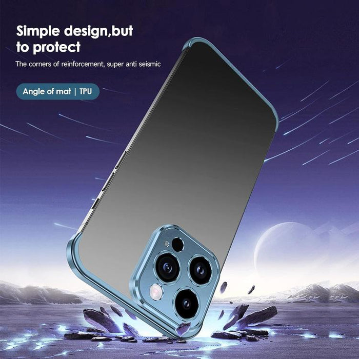 Funda para teléfono ultradelgada sin marco de aleación de titanio con protección antichoque en las cuatro esquinas, For iPhone 16 Pro Max, For iPhone 16 Pro, For iPhone 16 Plus, For iPhone 16