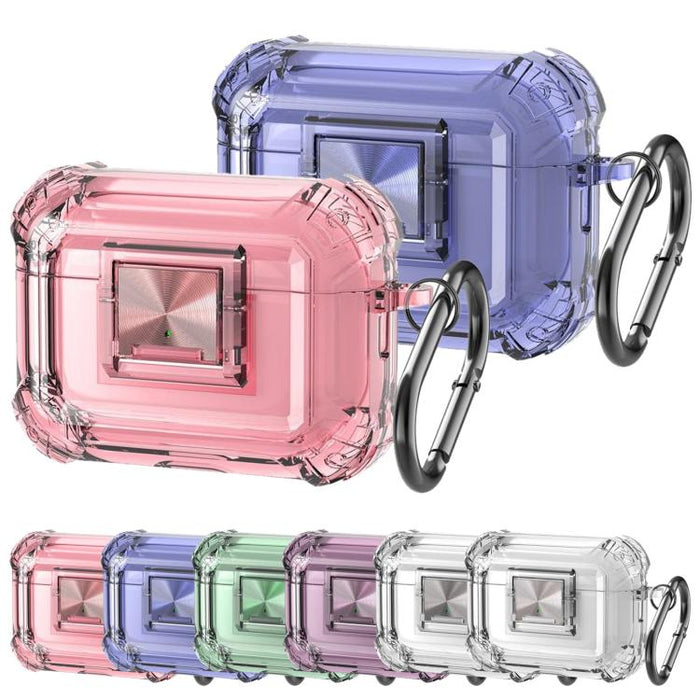 Funda transparente a prueba de golpes con cierre a presión y mosquetón para auriculares., For AirPods Pro 2