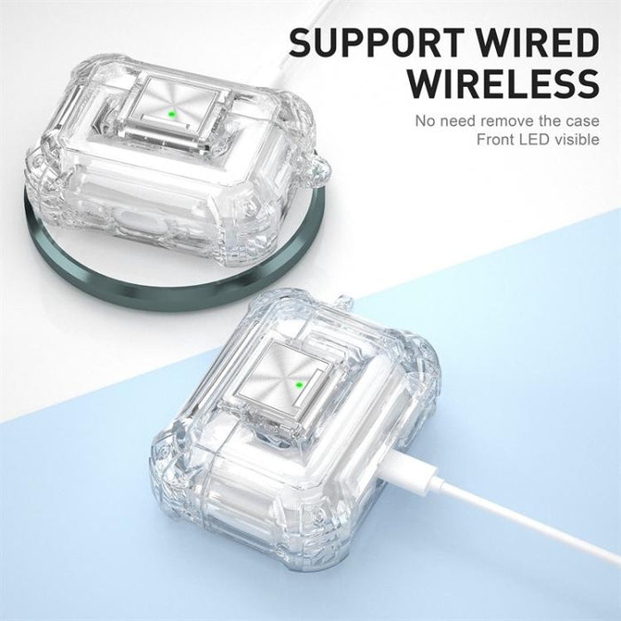 Funda transparente a prueba de golpes con cierre a presión y mosquetón para auriculares., For AirPods Pro 2