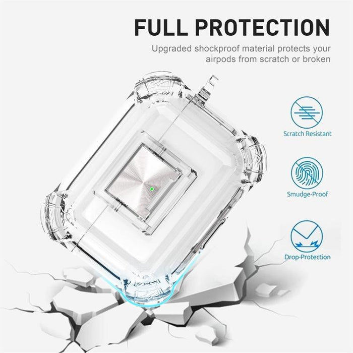 Funda transparente a prueba de golpes con cierre a presión y mosquetón para auriculares., For AirPods Pro 2