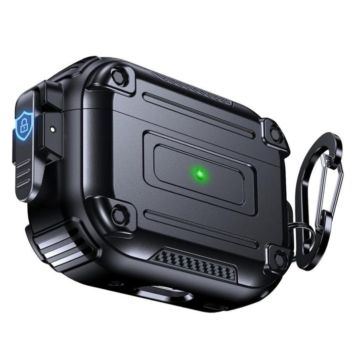 Funda protectora para auriculares con hebilla de seguridad de fibra de carbono Armor y mosquetón, For AirPods Pro 2