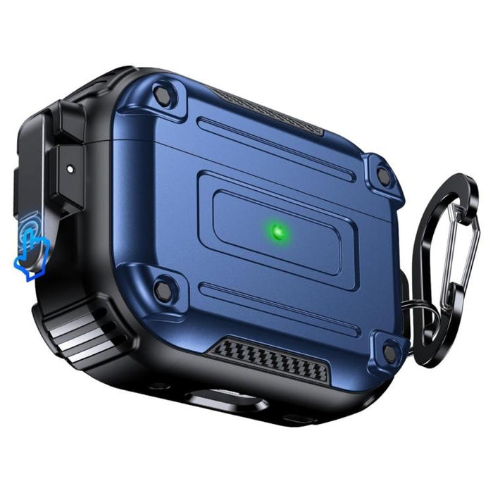 Funda protectora para auriculares con hebilla de seguridad de fibra de carbono Armor y mosquetón, For AirPods Pro 2