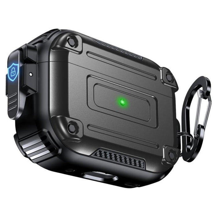 Funda protectora para auriculares con hebilla de seguridad de fibra de carbono Armor y mosquetón, For AirPods Pro 2