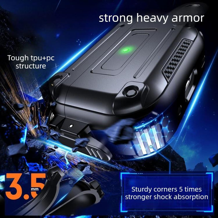 Funda protectora para auriculares con hebilla de seguridad de fibra de carbono Armor y mosquetón, For AirPods Pro 2