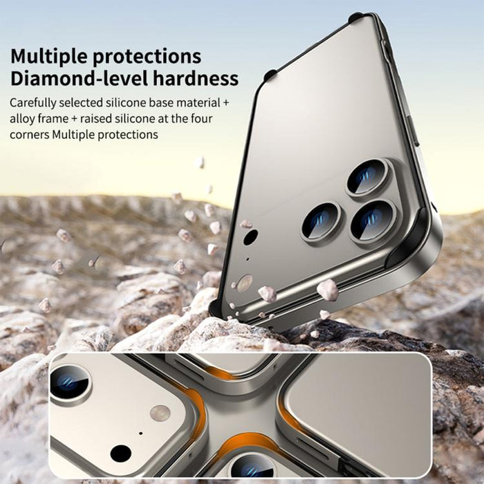 Funda para teléfono híbrida de metal y silicona con cuatro esquinas, resistente a los golpes y con sistema de refrigeración., For iPhone 17 Pro Max, For iPhone 17 Pro, For iPhone 17, For iPhone Air, For iPhone 16 Pro Max, For iPhone 16 Pro             ...