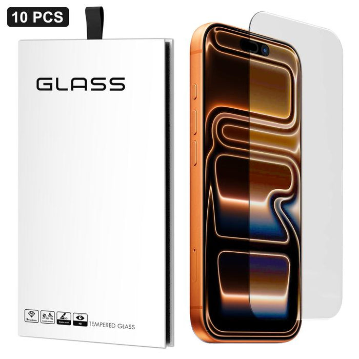 10 láminas de vidrio templado HD adhesivas, gruesas, con arco grande 3D, sin borde blanco, de aluminio de alta calidad., For iPhone 17 Pro Max, For iPhone 17 Pro, For iPhone 17, For iPhone Air, For iPhone 16 Pro Max, For iPhone 16 Pro, For iPhone 16 Pl...
