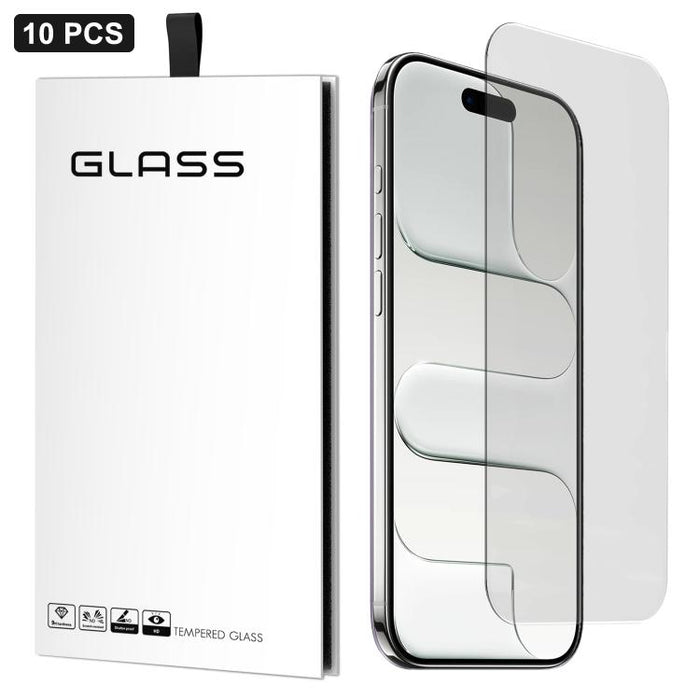10 láminas de vidrio templado HD adhesivas, gruesas, con arco grande 3D, sin borde blanco, de aluminio de alta calidad., For iPhone 17 Pro Max, For iPhone 17 Pro, For iPhone 17, For iPhone Air, For iPhone 16 Pro Max, For iPhone 16 Pro, For iPhone 16 Pl...