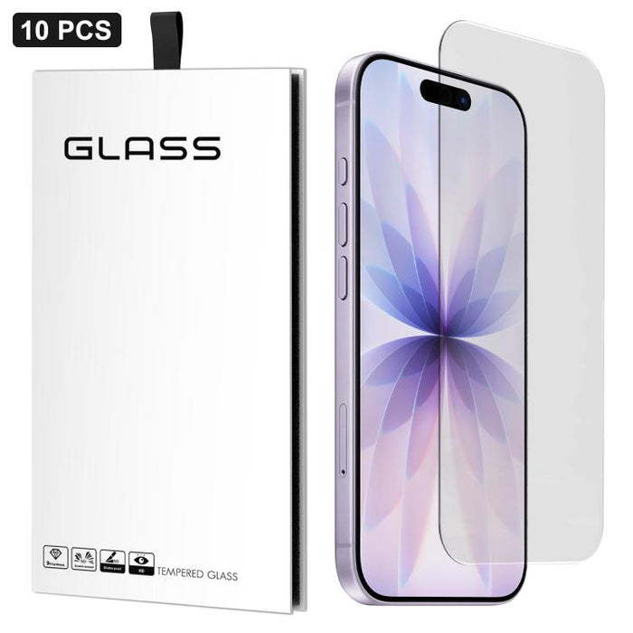 10 láminas de vidrio templado HD adhesivas, gruesas, con arco grande 3D, sin borde blanco, de aluminio de alta calidad., For iPhone 17 Pro Max, For iPhone 17 Pro, For iPhone 17, For iPhone Air, For iPhone 16 Pro Max, For iPhone 16 Pro, For iPhone 16 Pl...