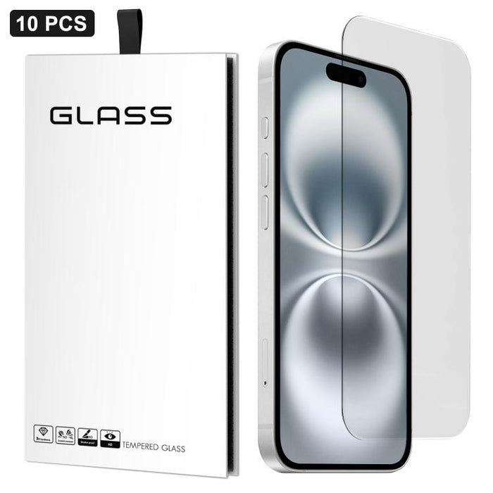 10 láminas de vidrio templado HD adhesivas, gruesas, con arco grande 3D, sin borde blanco, de aluminio de alta calidad., For iPhone 17 Pro Max, For iPhone 17 Pro, For iPhone 17, For iPhone Air, For iPhone 16 Pro Max, For iPhone 16 Pro, For iPhone 16 Pl...