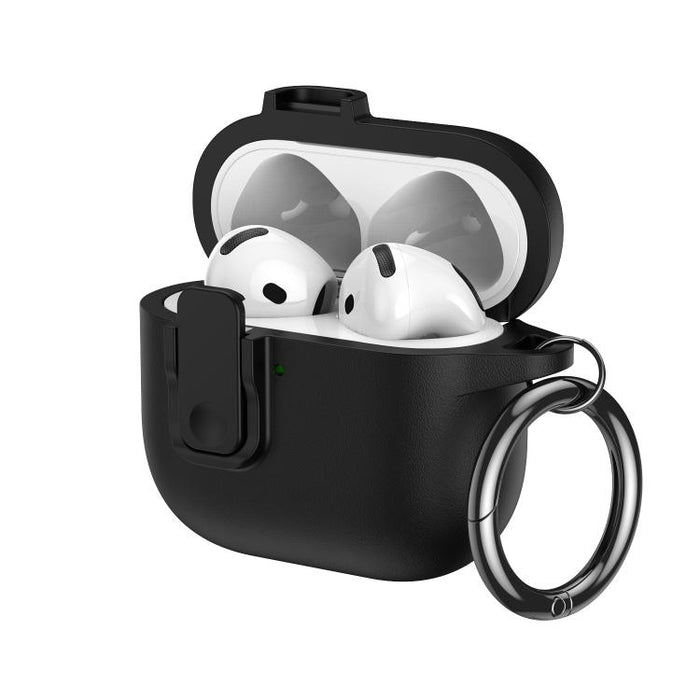 Funda para auriculares de TPU con aspecto de piel granulada y gancho de anilla., For AirPods Pro 3, For AirPods 4, For AirPods Pro 2, For AirPods 3