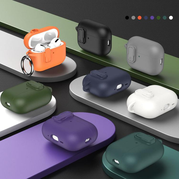Funda para auriculares de TPU con aspecto de piel granulada y gancho de anilla., For AirPods Pro 3, For AirPods 4, For AirPods Pro 2, For AirPods 3