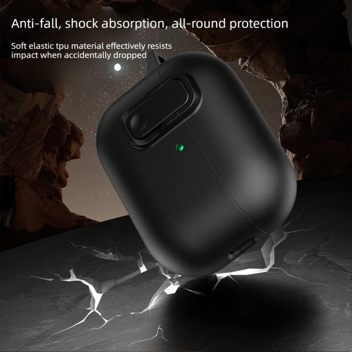 Funda para auriculares de TPU con aspecto de piel granulada y gancho de anilla., For AirPods Pro 3, For AirPods 4, For AirPods Pro 2, For AirPods 3