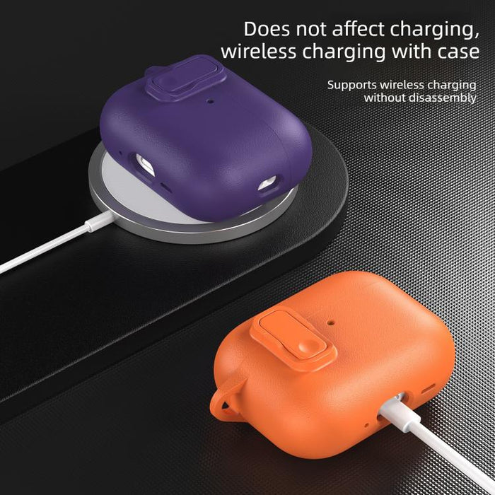 Funda para auriculares de TPU con aspecto de piel granulada y gancho de anilla., For AirPods Pro 3, For AirPods 4, For AirPods Pro 2, For AirPods 3