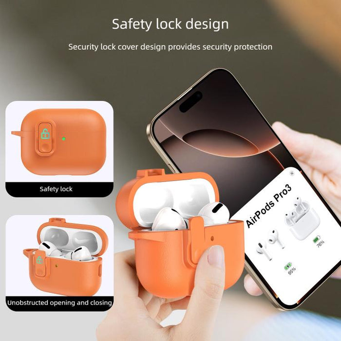Funda para auriculares de TPU con aspecto de piel granulada y gancho de anilla., For AirPods Pro 3, For AirPods 4, For AirPods Pro 2, For AirPods 3