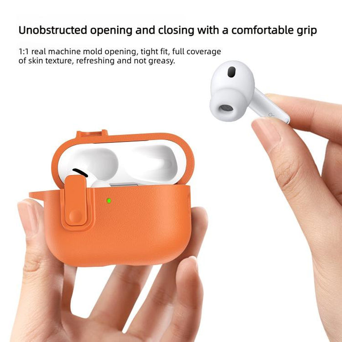 Funda para auriculares de TPU con aspecto de piel granulada y gancho de anilla., For AirPods Pro 3, For AirPods 4, For AirPods Pro 2, For AirPods 3