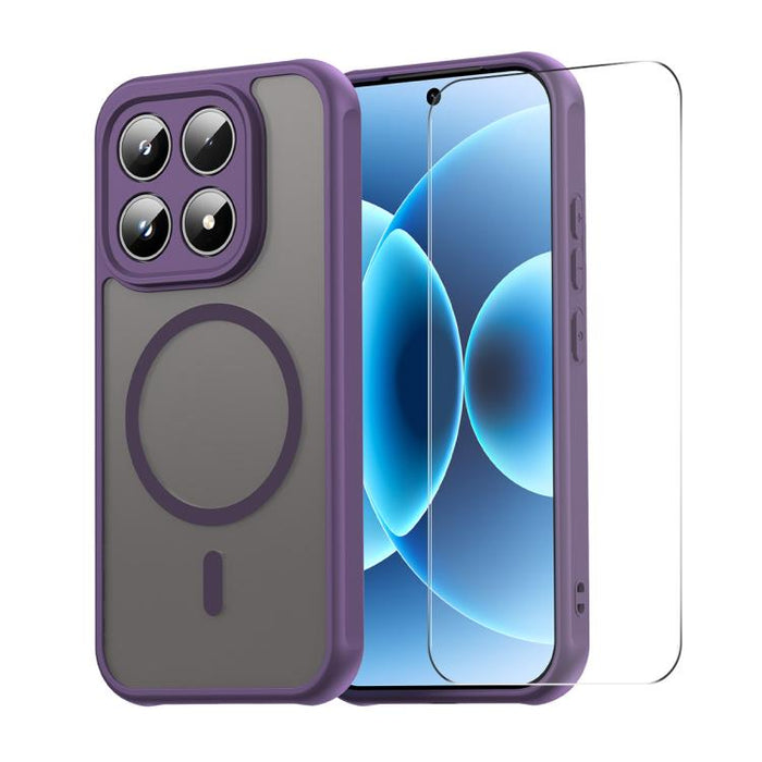 Funda para teléfono ENKAY Hat-Prince MagSafe mate translúcida a prueba de golpes con película de vidrio de aluminio y silicio de 0,18 mm de altura., For Xiaomi 17T Pro 5G, For Xiaomi 17T 5G, For Xiaomi Poco X8 Pro Max, For Xiaomi Poco X8 Pro           ...