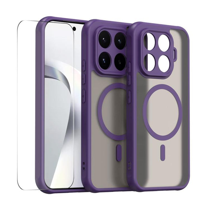 Funda para teléfono ENKAY Hat-Prince MagSafe mate translúcida a prueba de golpes con película de vidrio de aluminio y silicio de 0,18 mm de altura., For Xiaomi 17T Pro 5G, For Xiaomi 17T 5G, For Xiaomi Poco X8 Pro Max, For Xiaomi Poco X8 Pro           ...