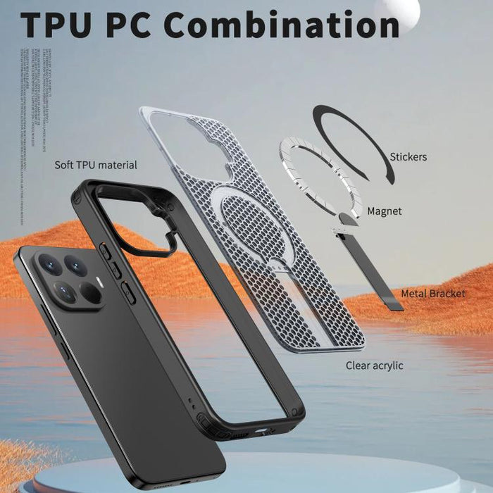 Funda para teléfono Kalebol Honeycomb Cooling MagSafe Holder, For Redmi Note 15 4G / 5G Global 164mm