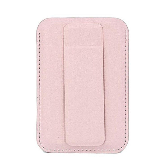 Tarjetero magnético ultrafino de piel vegana con soporte