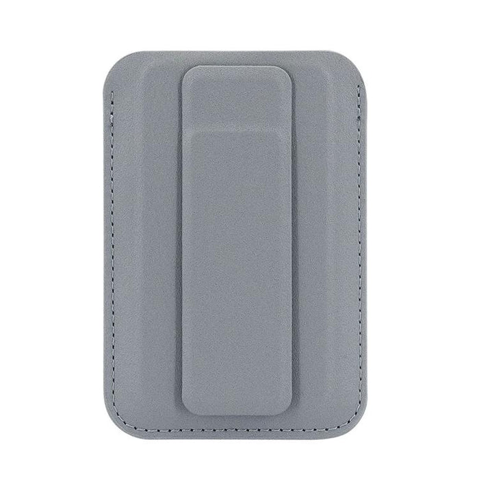 Tarjetero magnético ultrafino de piel vegana con soporte