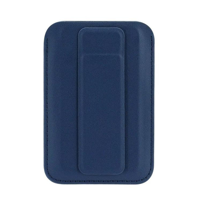 Tarjetero magnético ultrafino de piel vegana con soporte