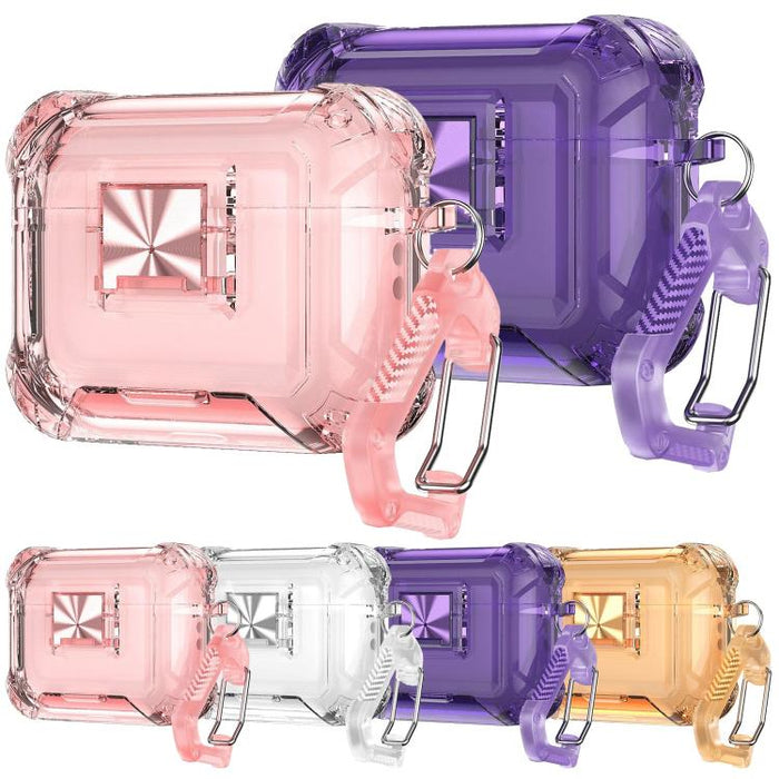 Funda transparente de TPU a prueba de golpes con cierre a presión y mosquetón para auriculares., For AirPods Pro 3