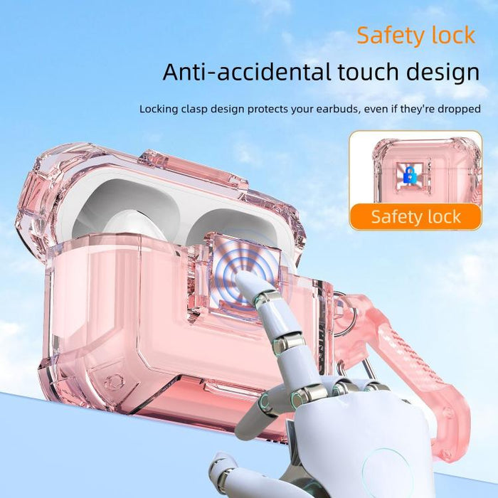 Funda transparente de TPU a prueba de golpes con cierre a presión y mosquetón para auriculares., For AirPods Pro 3
