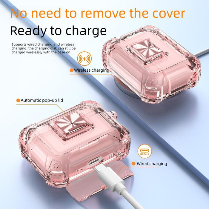 Funda transparente de TPU a prueba de golpes con cierre a presión y mosquetón para auriculares., For AirPods Pro 3