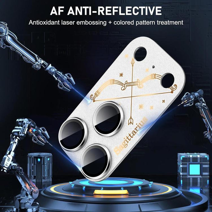 Para iPhone 17 Pro Max, película protectora integrada de metal esmerilado con doce constelaciones y acabado mate para lente de cámara, compatible con iPhone 17 Pro Max., Aries, Virgo, Taurus, Cancer, Capricorn, Sagittarius, Leo, Pisces, Gemini, Aquariu...