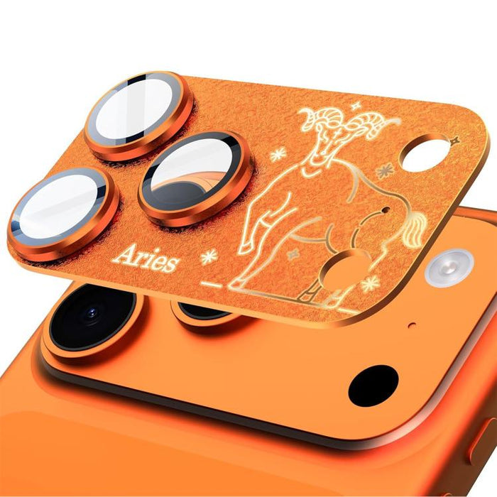 Para iPhone 17 Pro Max, película protectora integrada de metal esmerilado con doce constelaciones y acabado mate para lente de cámara, compatible con iPhone 17 Pro Max., Aries, Virgo, Taurus, Cancer, Capricorn, Sagittarius, Leo, Pisces, Gemini, Aquariu...