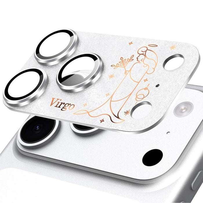 Para iPhone 17 Pro Max, película protectora integrada de metal esmerilado con doce constelaciones y acabado mate para lente de cámara, compatible con iPhone 17 Pro Max., Aries, Virgo, Taurus, Cancer, Capricorn, Sagittarius, Leo, Pisces, Gemini, Aquariu...