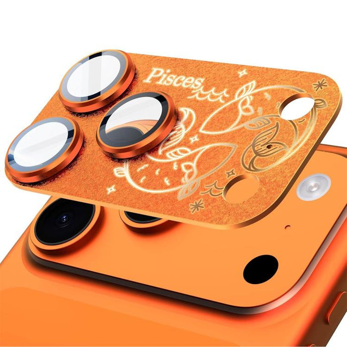 Para iPhone 17 Pro Max, película protectora integrada de metal esmerilado con doce constelaciones y acabado mate para lente de cámara, compatible con iPhone 17 Pro Max., Aries, Virgo, Taurus, Cancer, Capricorn, Sagittarius, Leo, Pisces, Gemini, Aquariu...