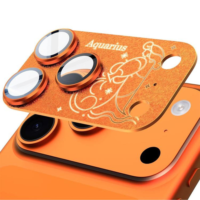 Para iPhone 17 Pro Max, película protectora integrada de metal esmerilado con doce constelaciones y acabado mate para lente de cámara, compatible con iPhone 17 Pro Max., Aries, Virgo, Taurus, Cancer, Capricorn, Sagittarius, Leo, Pisces, Gemini, Aquariu...