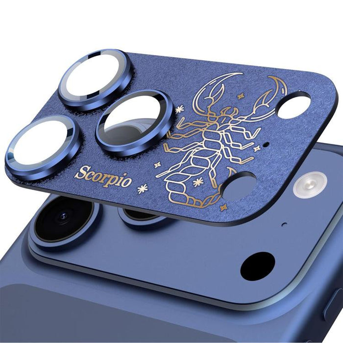 Para iPhone 17 Pro Max, película protectora integrada de metal esmerilado con doce constelaciones y acabado mate para lente de cámara, compatible con iPhone 17 Pro Max., Aries, Virgo, Taurus, Cancer, Capricorn, Sagittarius, Leo, Pisces, Gemini, Aquariu...