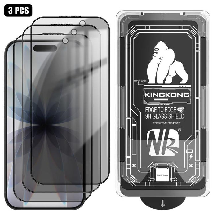3 unidades de caja de fácil instalación, libre de polvo, con borde curvo 3D, privacidad, galvanizada y de vidrio templado a prueba de explosiones., For iPhone 17 Pro Max, For iPhone 17 Pro, For iPhone 17, For iPhone Air, For iPhone 16 Pro Max          ...