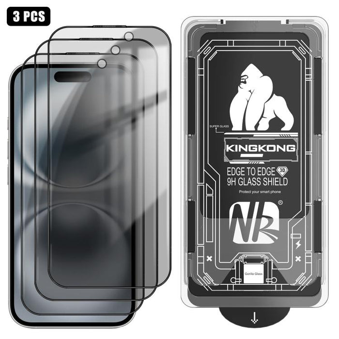 3 unidades de caja de fácil instalación, libre de polvo, con borde curvo 3D, privacidad, galvanizada y de vidrio templado a prueba de explosiones., For iPhone 17 Pro Max, For iPhone 17 Pro, For iPhone 17, For iPhone Air, For iPhone 16 Pro Max          ...