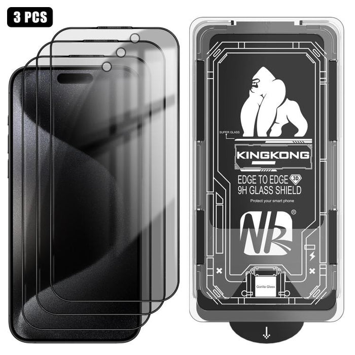 3 unidades de caja de fácil instalación, libre de polvo, con borde curvo 3D, privacidad, galvanizada y de vidrio templado a prueba de explosiones., For iPhone 17 Pro Max, For iPhone 17 Pro, For iPhone 17, For iPhone Air, For iPhone 16 Pro Max          ...