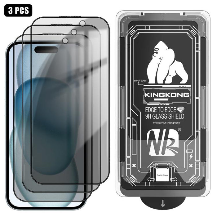 3 unidades de caja de fácil instalación, libre de polvo, con borde curvo 3D, privacidad, galvanizada y de vidrio templado a prueba de explosiones., For iPhone 17 Pro Max, For iPhone 17 Pro, For iPhone 17, For iPhone Air, For iPhone 16 Pro Max          ...