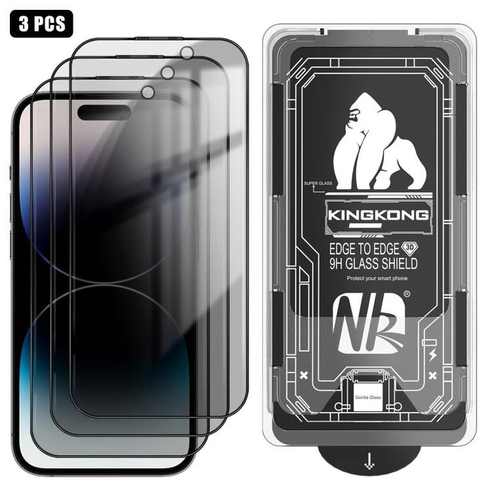 3 unidades de caja de fácil instalación, libre de polvo, con borde curvo 3D, privacidad, galvanizada y de vidrio templado a prueba de explosiones., For iPhone 17 Pro Max, For iPhone 17 Pro, For iPhone 17, For iPhone Air, For iPhone 16 Pro Max          ...