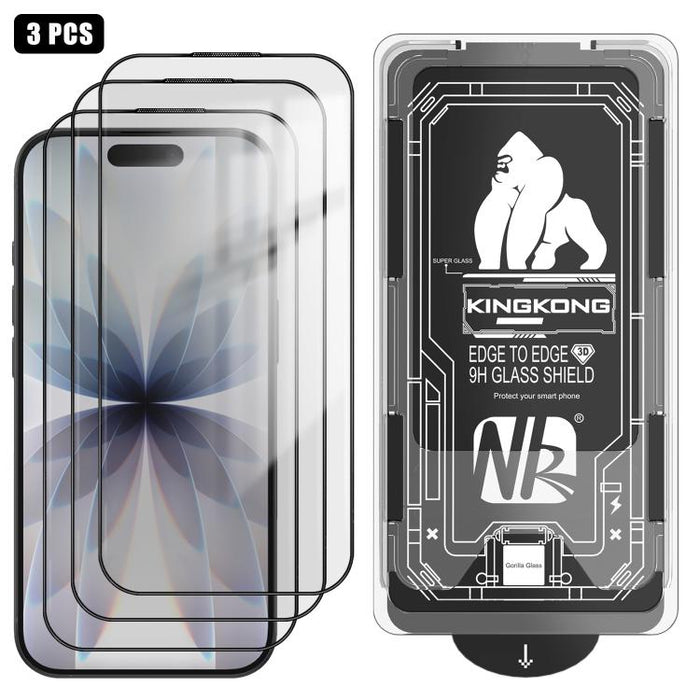 3 unidades de caja de fácil instalación, libre de polvo, con borde curvo 3D, HD, galvanizada y de vidrio templado a prueba de explosiones., For iPhone 17 Pro Max, For iPhone 17 Pro, For iPhone 17, For iPhone Air, For iPhone 16 Pro Max, For iPhone 16 Pr...