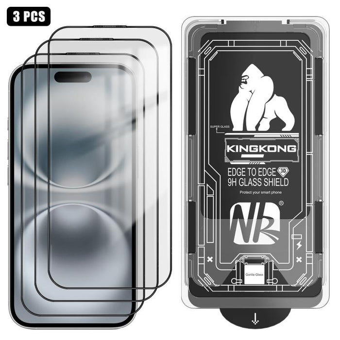 3 unidades de caja de fácil instalación, libre de polvo, con borde curvo 3D, HD, galvanizada y de vidrio templado a prueba de explosiones., For iPhone 17 Pro Max, For iPhone 17 Pro, For iPhone 17, For iPhone Air, For iPhone 16 Pro Max, For iPhone 16 Pr...