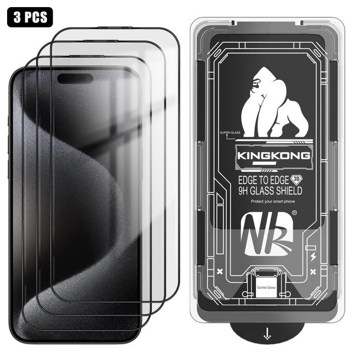 3 unidades de caja de fácil instalación, libre de polvo, con borde curvo 3D, HD, galvanizada y de vidrio templado a prueba de explosiones., For iPhone 17 Pro Max, For iPhone 17 Pro, For iPhone 17, For iPhone Air, For iPhone 16 Pro Max, For iPhone 16 Pr...