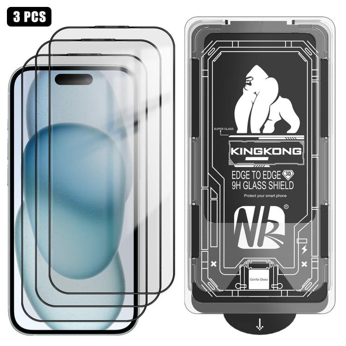 3 unidades de caja de fácil instalación, libre de polvo, con borde curvo 3D, HD, galvanizada y de vidrio templado a prueba de explosiones., For iPhone 17 Pro Max, For iPhone 17 Pro, For iPhone 17, For iPhone Air, For iPhone 16 Pro Max, For iPhone 16 Pr...