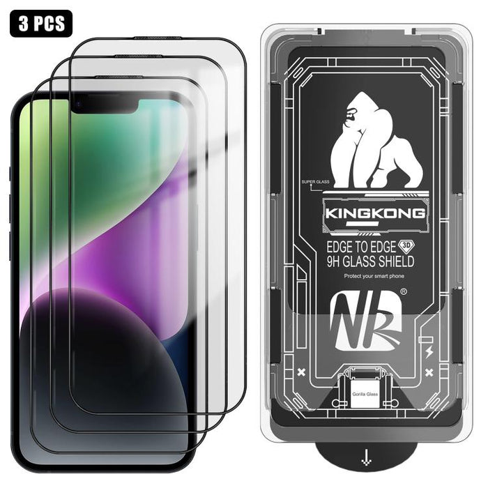 3 unidades de caja de fácil instalación, libre de polvo, con borde curvo 3D, HD, galvanizada y de vidrio templado a prueba de explosiones., For iPhone 17 Pro Max, For iPhone 17 Pro, For iPhone 17, For iPhone Air, For iPhone 16 Pro Max, For iPhone 16 Pr...